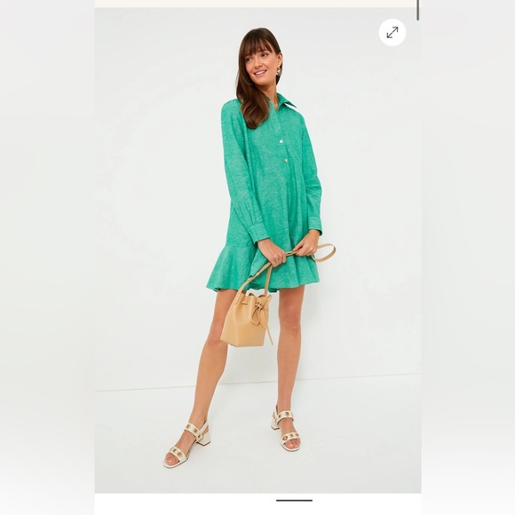 Tuckernuck Callahan Shirt Dress in Sea Green - Picture 2 of 9